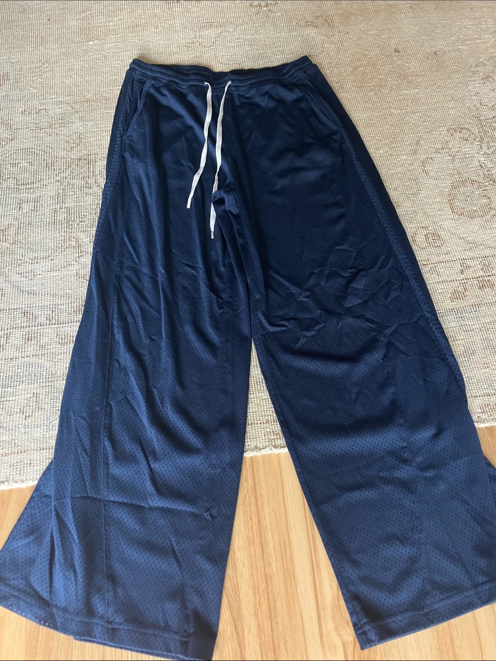 FP Movement by Free People Navy Wide-Leg Mesh Jogger Pants